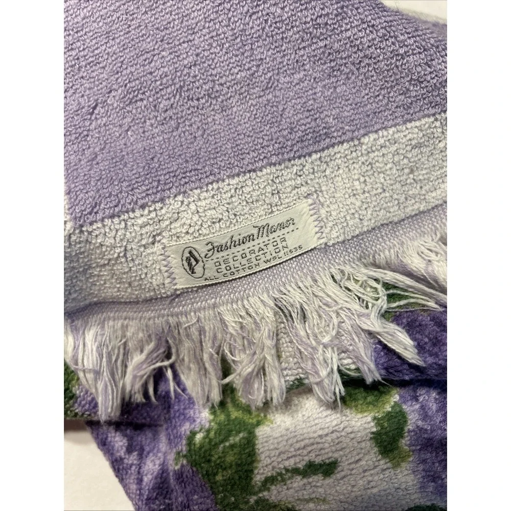 Vtg JCPenney Fashion Manor Floral Lavender Roses Bath & Hand Towel 2 Washcloths